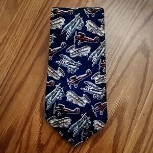 Airplanes planes‎ aeronautics vintage cotton Rooster brand necktie made in USA